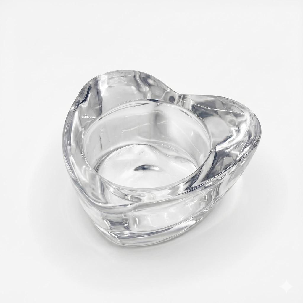 Castiçal Porta Velas em Vidro Coração Transparente 6 cm
