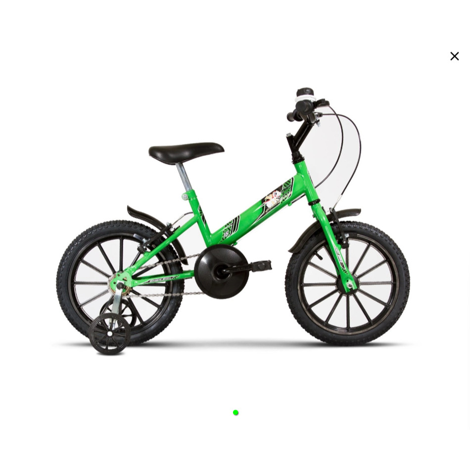Bicicleta Infantil Verde Kawasaki Aro 16 para Crianças de 4 a 6 anos até 30kg com Buzina Ultrabikes