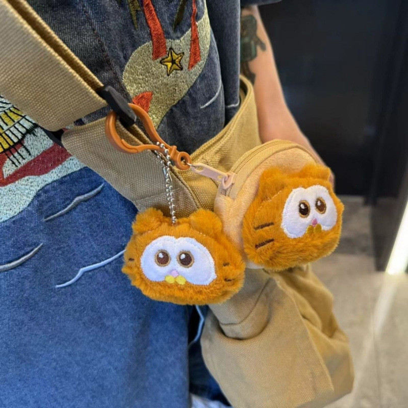 Além de pelúcia Garfield moeda bolsa caso chave macio bonito caso de cartão doce menina fone de ouvido saco boneca pinge