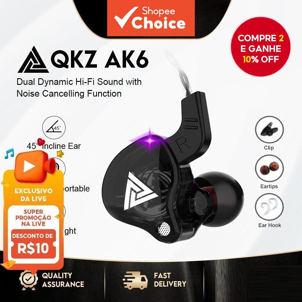 QKZ AK6 - Fones de Ouvido Esportivos AK6-X de Alta Qualidade com Microfone e Graves Aprimorados. em Oferta na Shopee