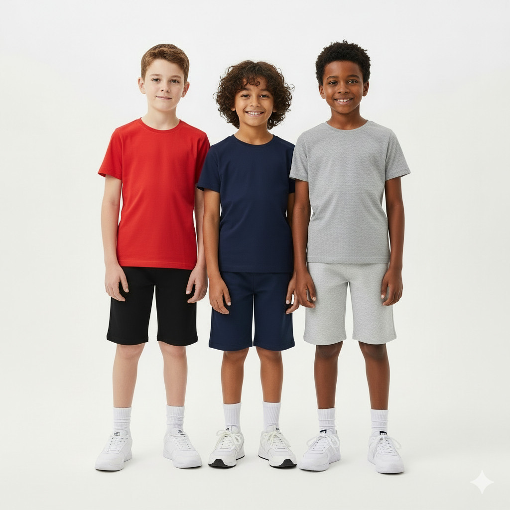 kit 3 Camiseta infantil básica sem estampa para menino em meia malha 100% algodão tamanhos 1 ao 12 anos  Cores Sortidas
