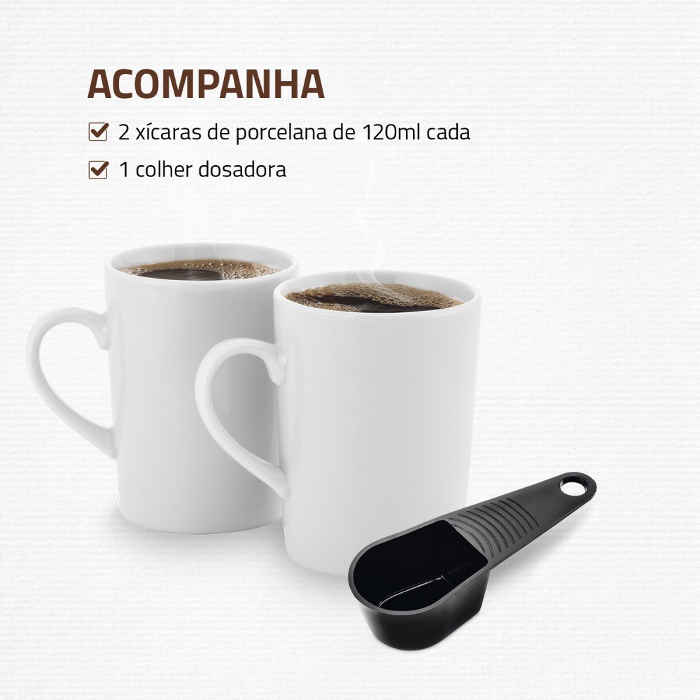 Detalhes do Cafeteira elétrica 2 xícaras preta Smart Coffee - C-42-2X-BI - Mondial