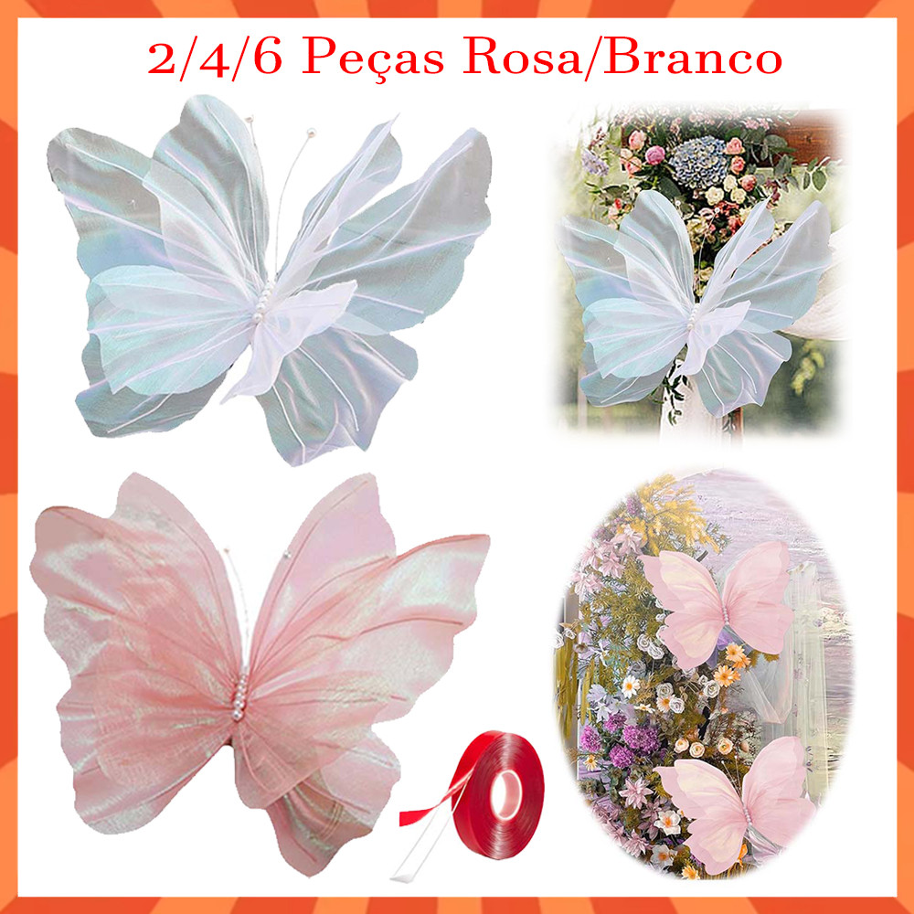 2/4/6 Pçs Decorações de borboleta, dia de decorações, 3D borboletas artificiais decoração, borboleta decalque de parede