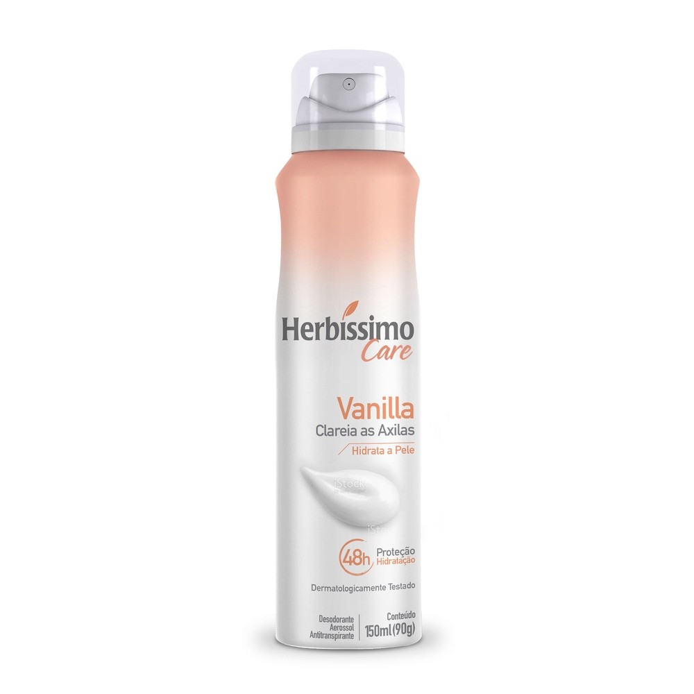 Desodorante Aerossol Antitranspirante Herbíssimo Care Vanilla 150ml em Oferta na Shopee