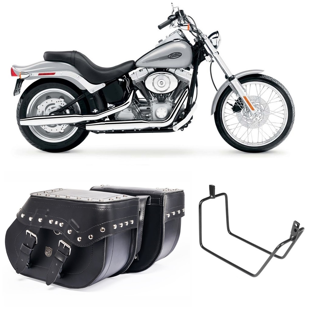 Bolsa Alforge Mala Baú Moto Custom 30L Losango Cravo Afastador HD Softail Std Fx