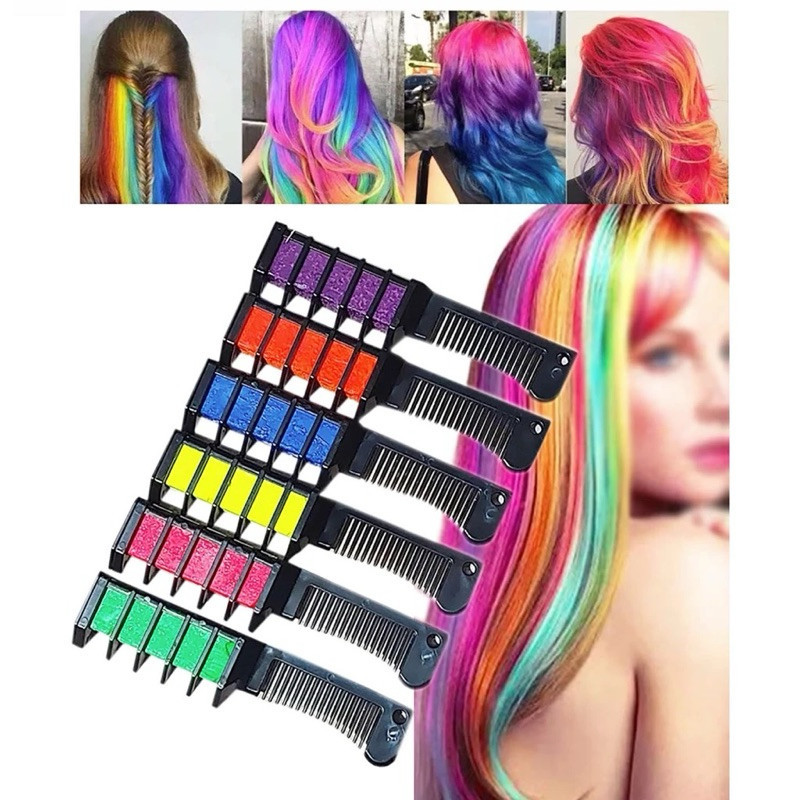 Kit 6 Pentes Com Giz Colorir Cabelo Carnaval Tinta Festa/Festas/Fãs/Ferramenta De Cosplay
