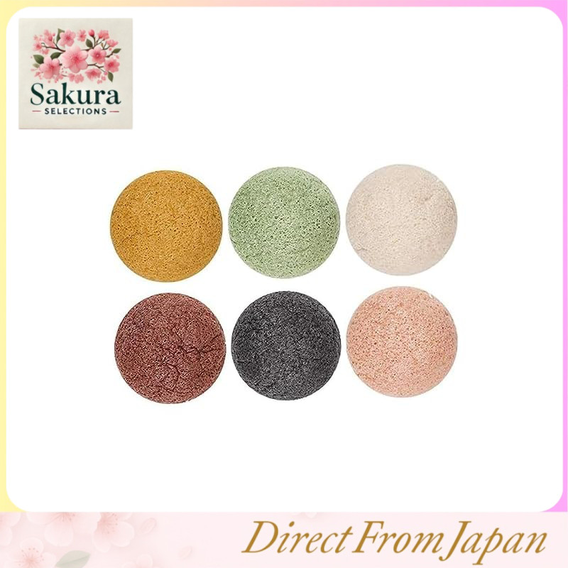 6 Pieces Konjac Sponge for Face Washing, Massage Puff, Natural, Sensitive Skin, Baby, Deep Clean Sponge Balls