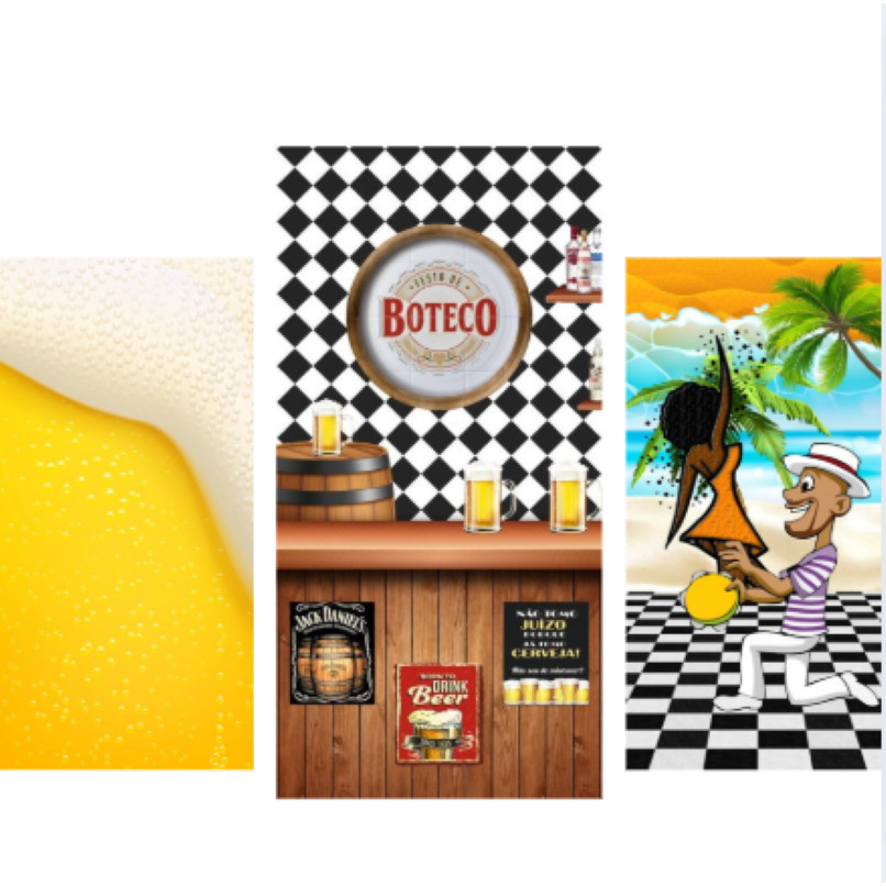 Painel vertical tecido subl BOTECO BAR SAMBA 2x1 em Oferta na Shopee