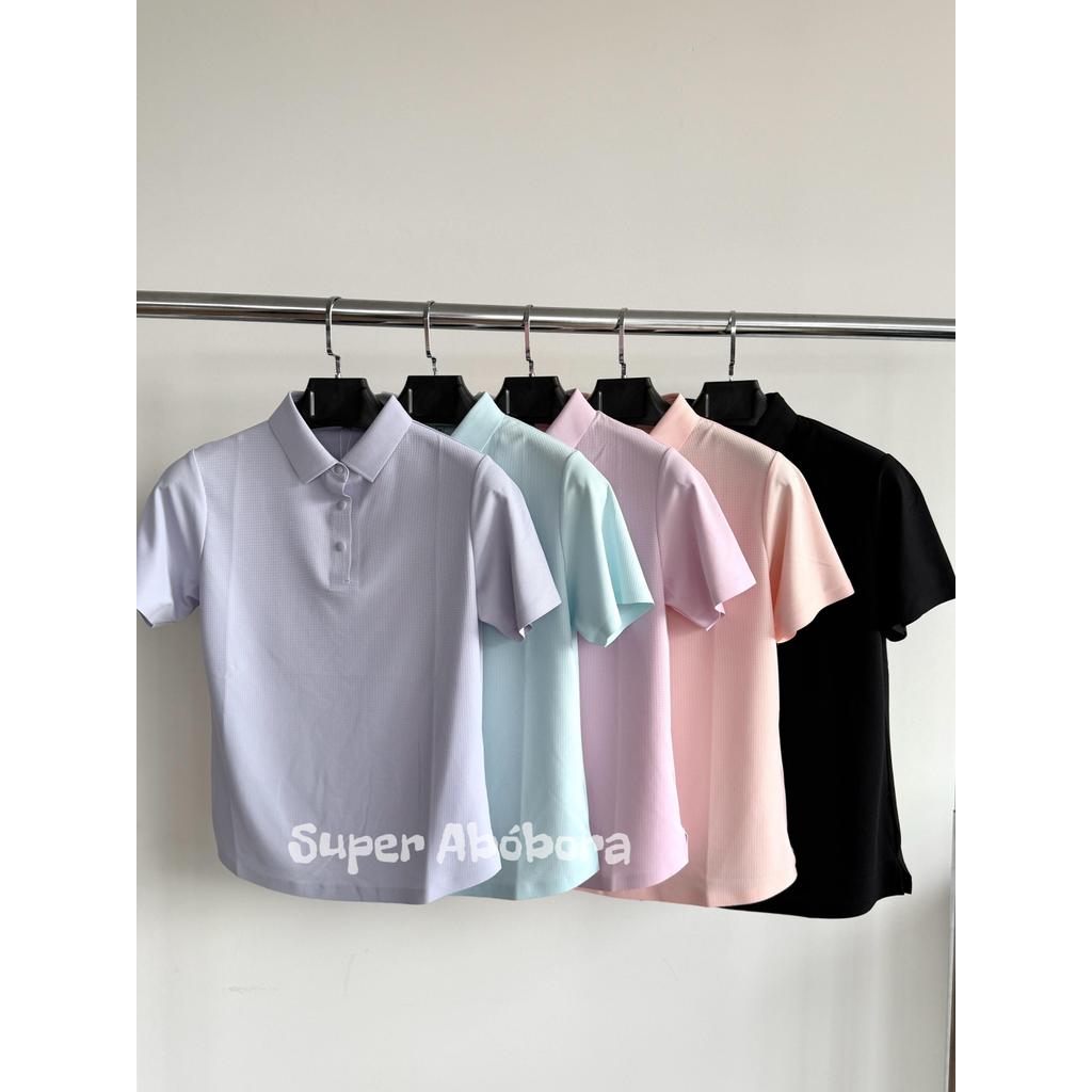 Camisetas Feminina Baby Look Manga Curta Gola Polo em Oferta na Shopee