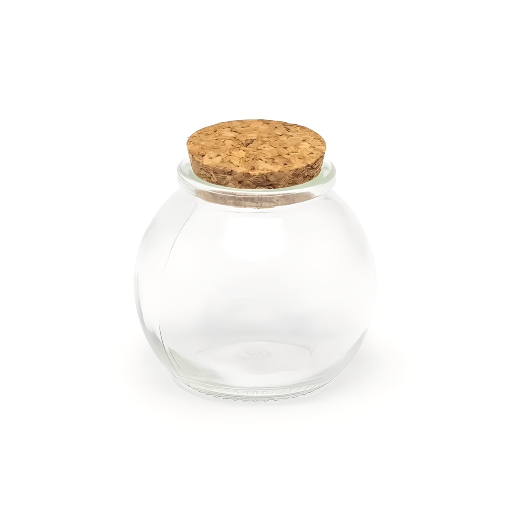 Kit 5 Potes de Vidro Bola 100ml com Rolha para Sais E Temperos Velas