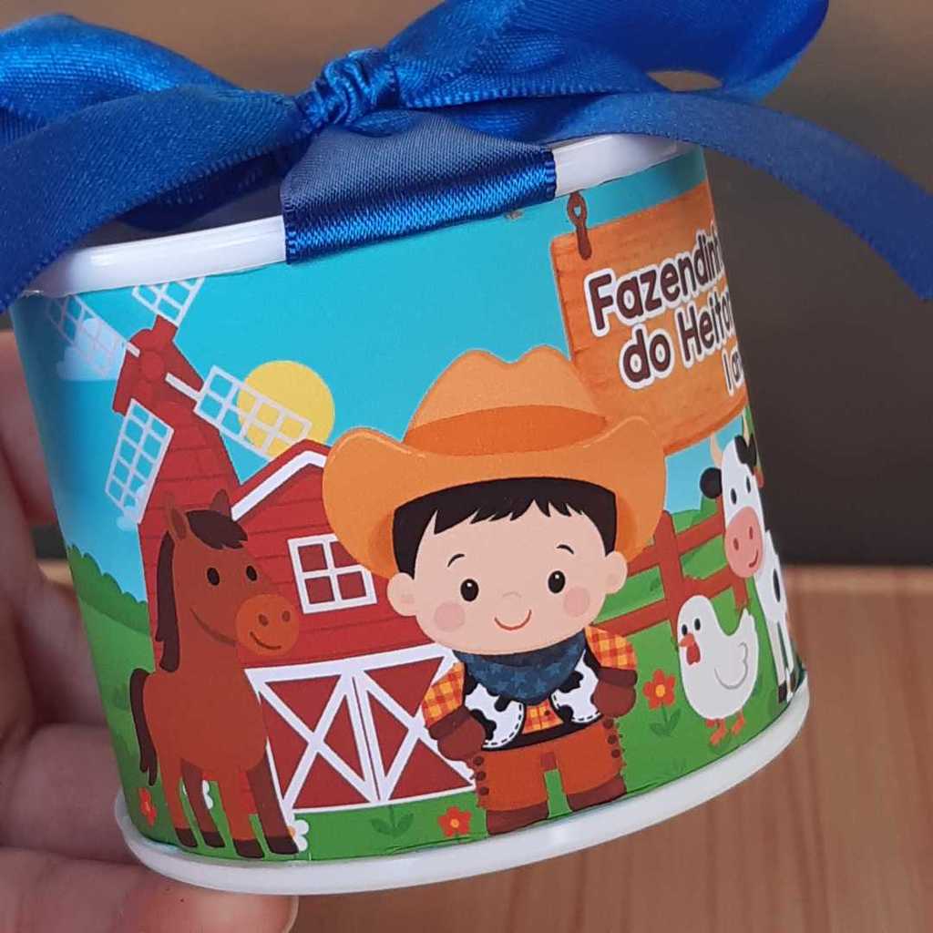 Tubolata Personalizada Lembrancinha Aniversário Infantil | Tema Menino | Tema Fazendinha Azul