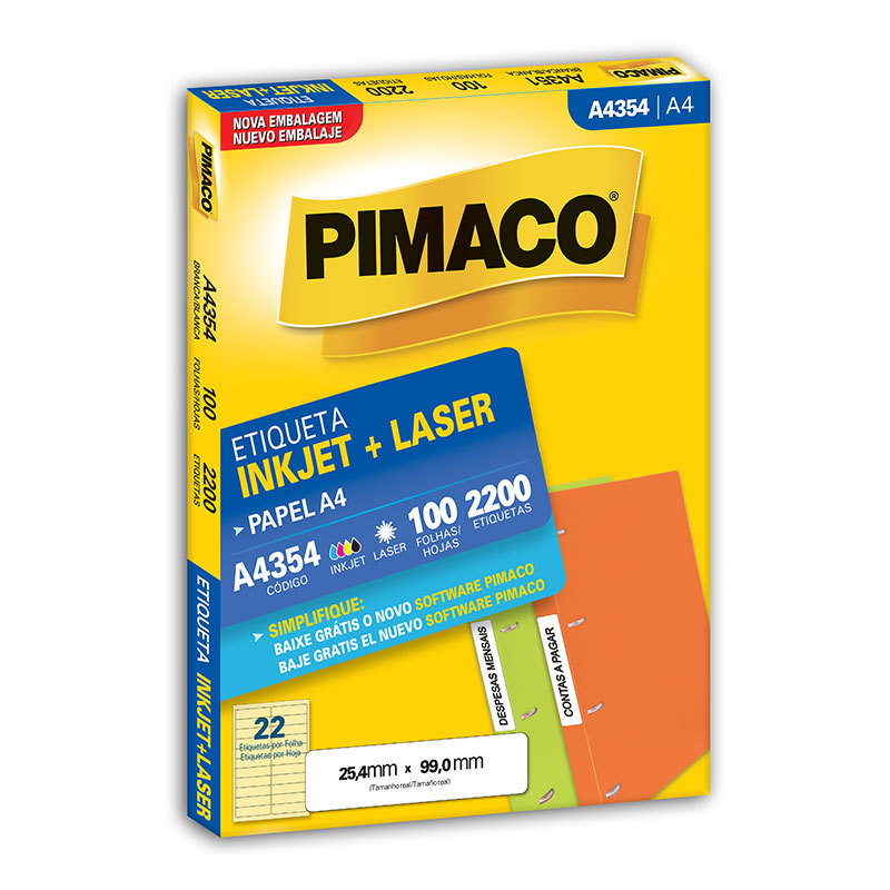 Etiqueta inkjet/laser A4354 com 100 folhas Pimaco em Oferta na Shopee