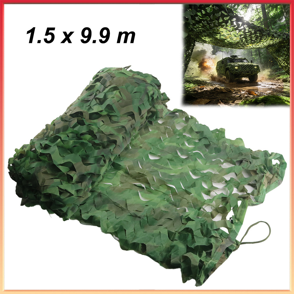 Rede de sombra de rede de camuflagem de selva, rede de sombra de caça ao ar livre, usada para decoração militar (1.5X 9.