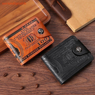 [serendipiahb] Carteiras Masculinas Com 100 Dólares Americanos Padrão Carteira De Couro Masculina Porta-Cartões Fotográf
