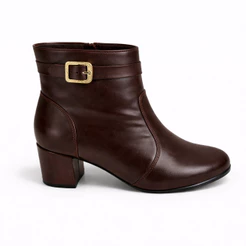 Bota Feminina Cano Curto Salto Bloco 5cm Confortável Enfeite Removível 2em1 Casual Tendência Inverno