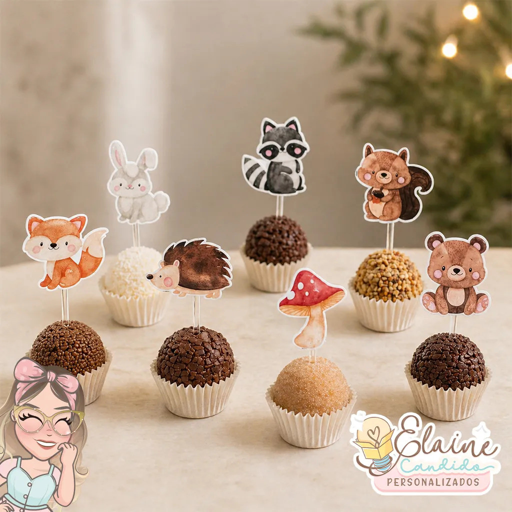 100 Toppers Tema Bosque Para Cupcake E Docinhos