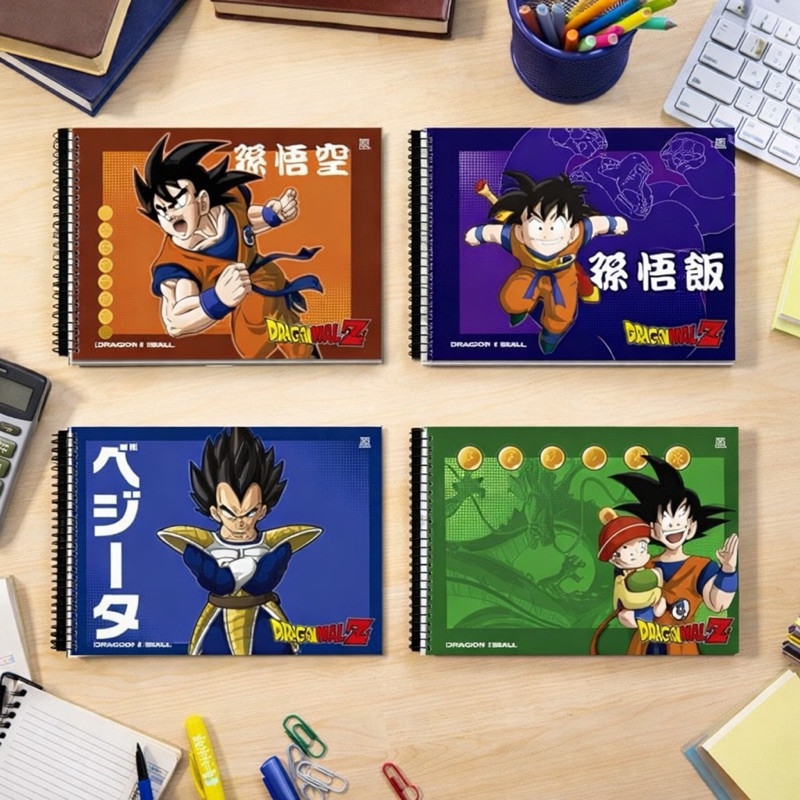 Caderno Brochura Ilustrado Dragon Ball Z Anime Tema Escolar para Desenho e Estudos