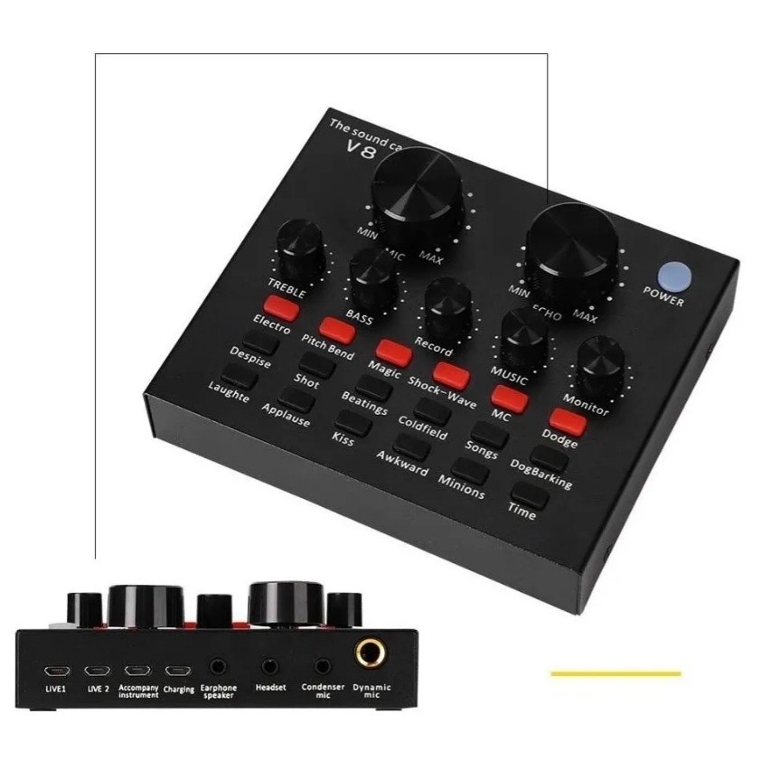 Mesa De Som V8 Compacta Para Microfone E Transmissão