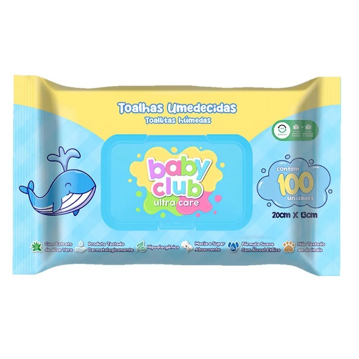 Lenço Umedecido Baby Club Ultra Care 100un Com Aloe Vera