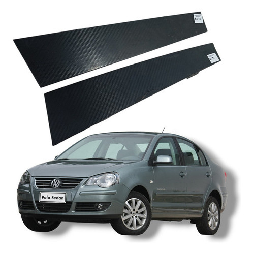 Par Moldura Coluna Porta Dianteira Vw Polo Sedan 2008 2013
