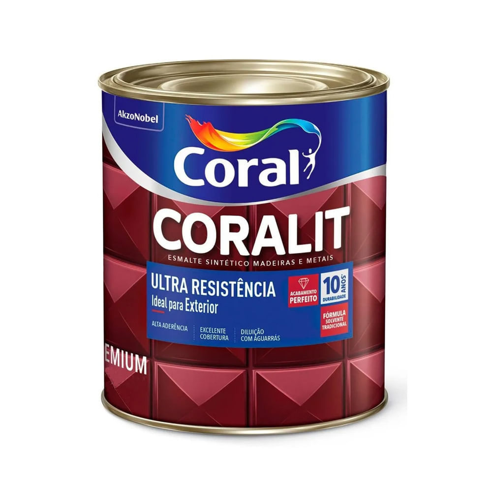 Tinta Esmalte Coralit Alto Brilho Coral Preto 900ml