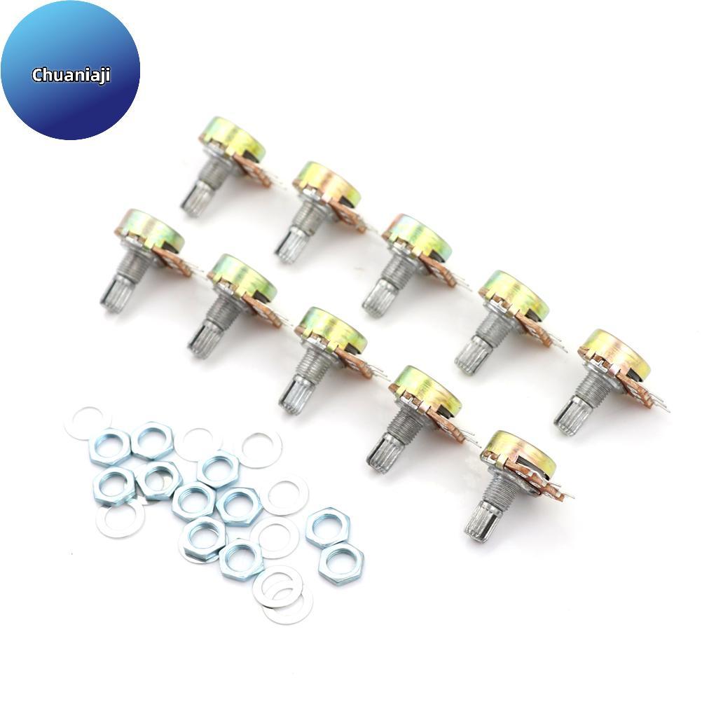 Chuaniaji 10 Unidades 100K Ohm Potenciômetro Rotativo Cônico Linear Pote B100K 15mm 3 Pinos WH148 BR