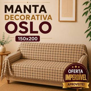Manta Oslo Quadriculada 2,00m × 1,50m Gigante Sofá e Cama | Decorativa Disponível promoção