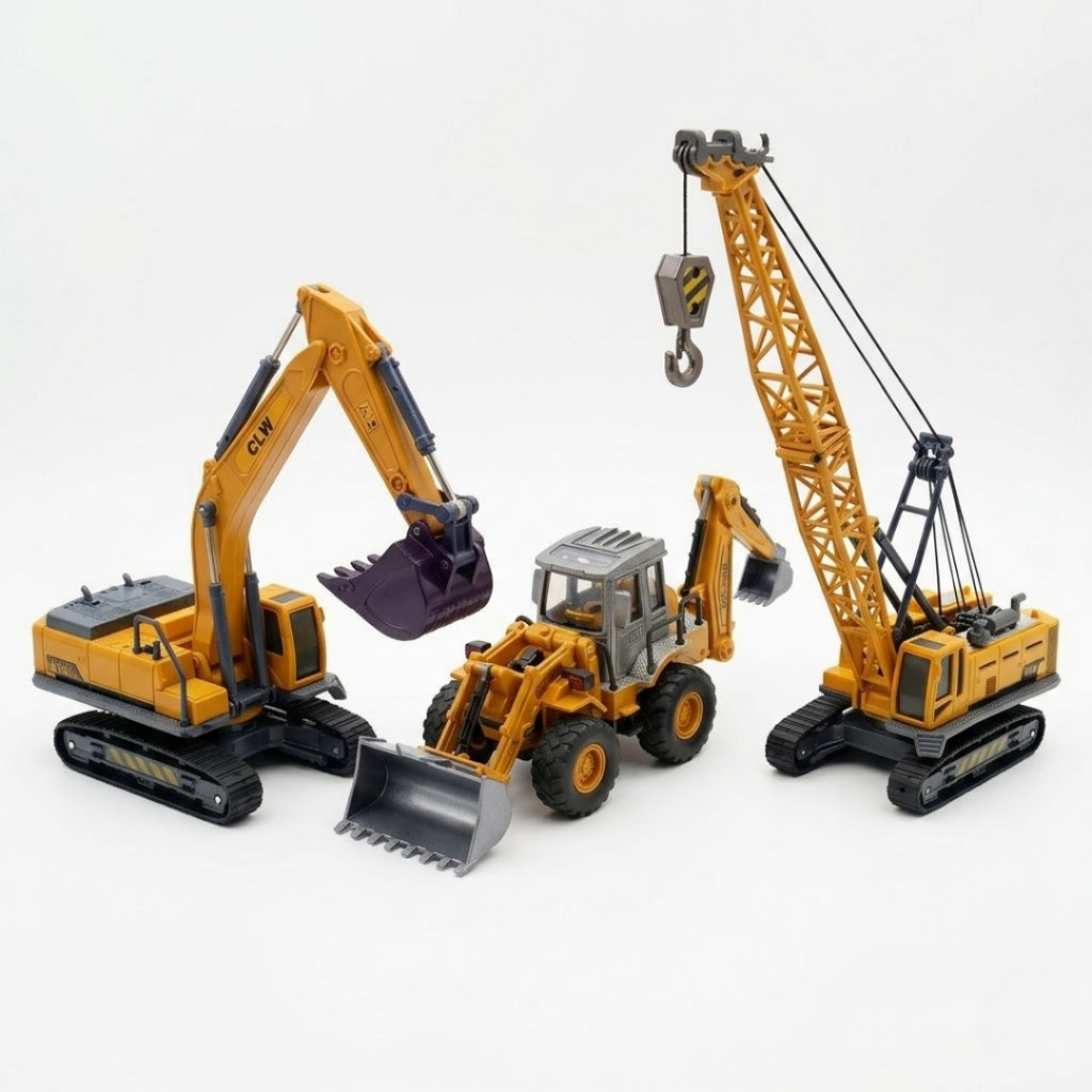 Brinquedo Miniatura Guindaste De Metal Escavadeira Articulada Com Regulagens Construção Menino