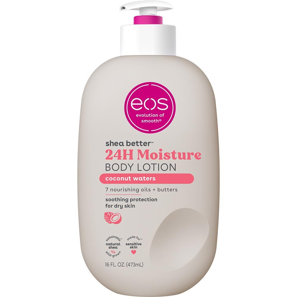 eosSheaBetterBodyLotion Água de Coco, cuidado hidratante de 24 horas, leve e não oleoso, contém manteiga de karité, vega