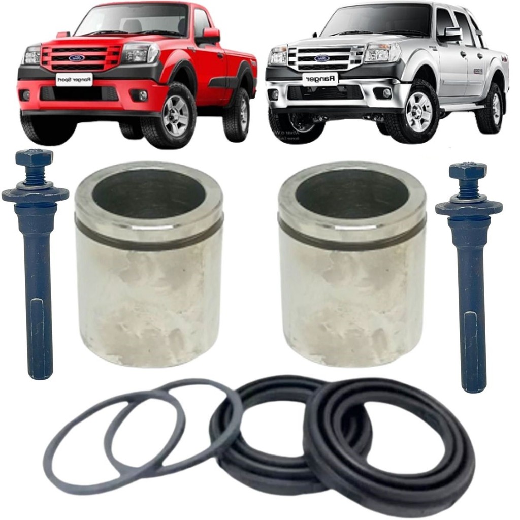KIT REPARO PINO GUIA + PISTÃO ÊMBOLO DA PINÇA FREIO DIANTEIRO RANGER 1998 A 2012