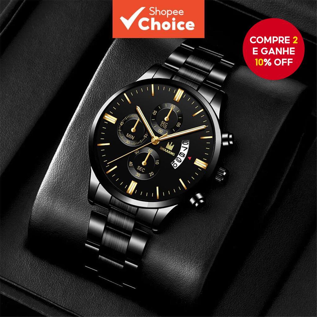 Relógio Masculino Dianteiro Da Moda Com Calendário De Pulseira De Aço Para Negócios E Uso Casual Sem Caixa