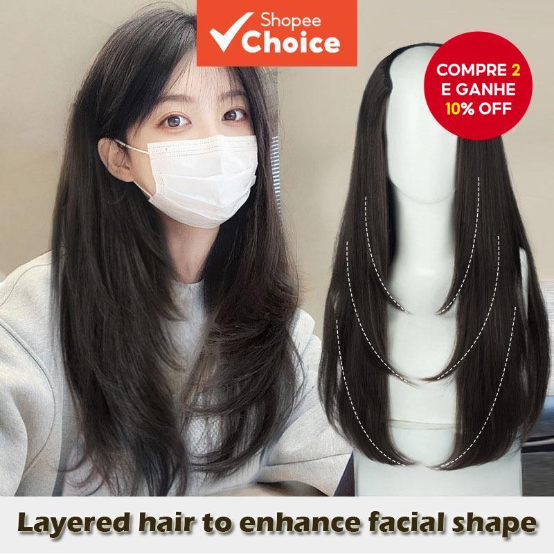 555cm Extensões De Cabelo Em Camadas De Peruca Micro Encaracolada Forma De U 4 Clipes Preto em Oferta na Shopee
