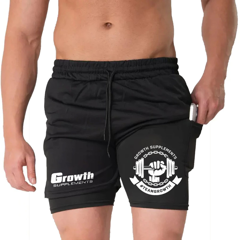 Short 2 em 1 Growth Masculino com Proteção UV e Compressão Bermuda para Academia e Corrida em Oferta na Shopee