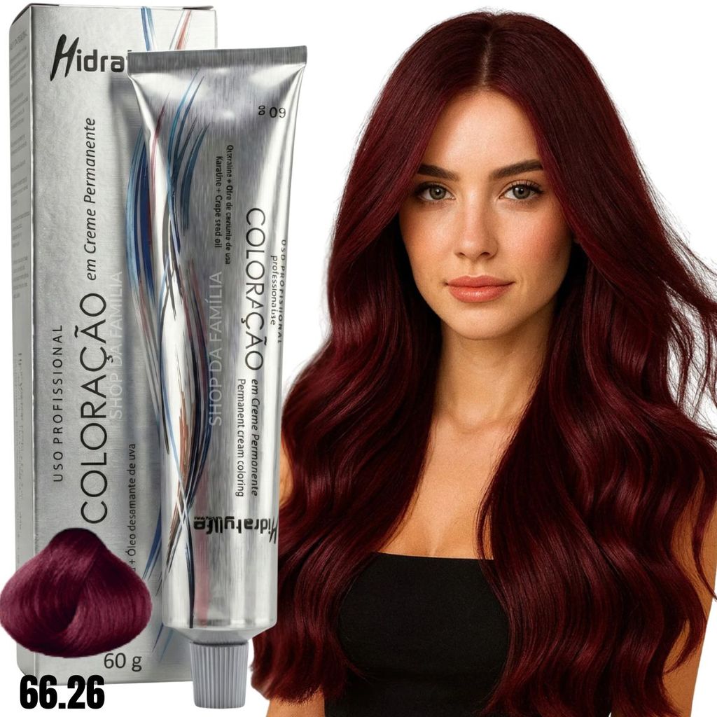 Tinta Marsala para Cabelo Profissional 66.26 Tonalidade Vibrante Transformação Completa | Compre Já