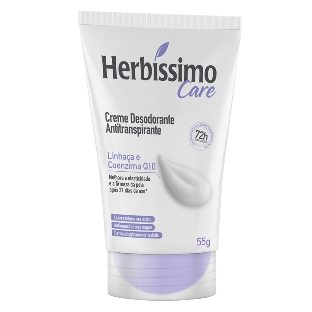 Desodorante Creme Antitranspirante Herbíssimo Bisnaga Linhaça e Coenzima 55g em Oferta na Shopee