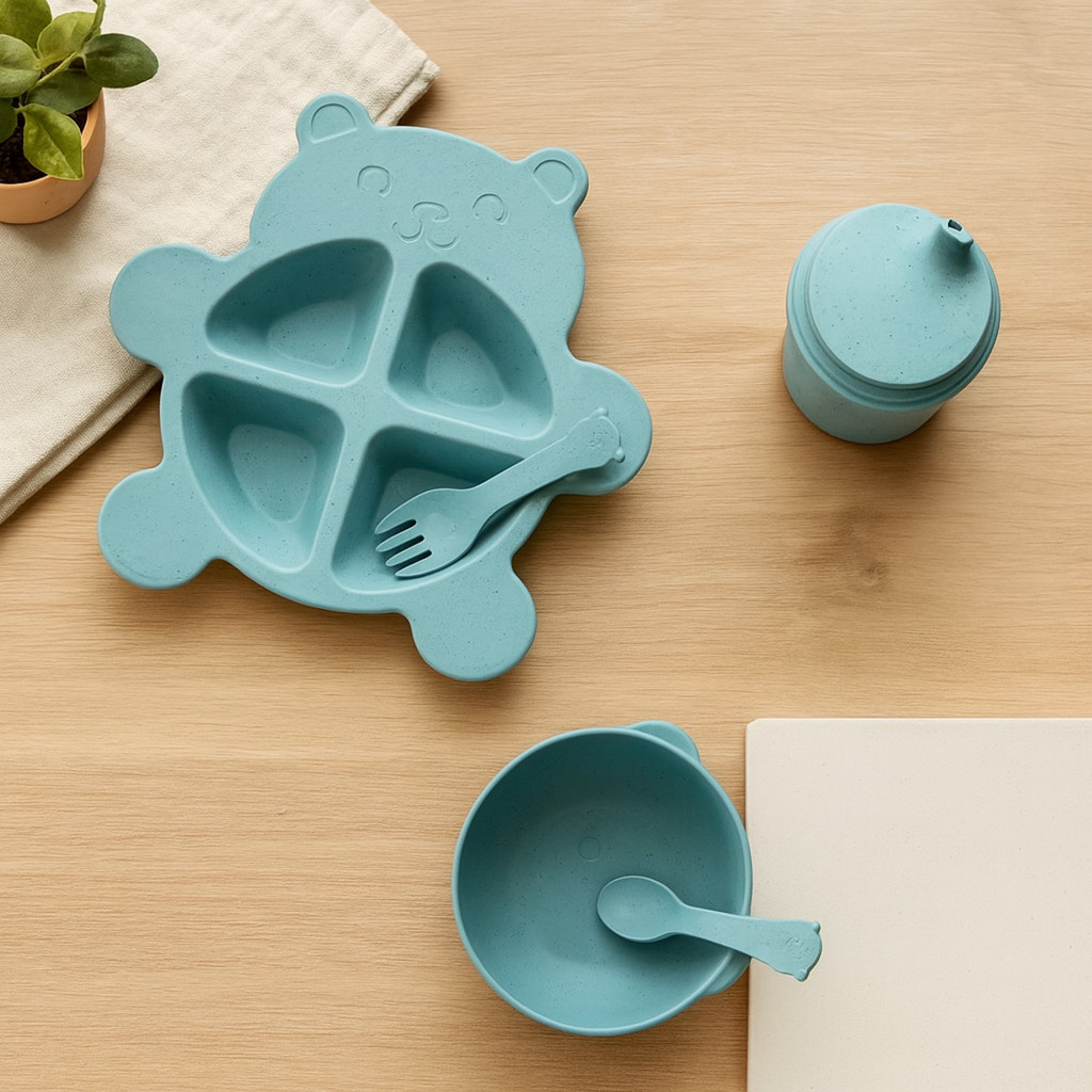 Kit Completo Introdução Alimentar Urso Azul Bebê Ecológico