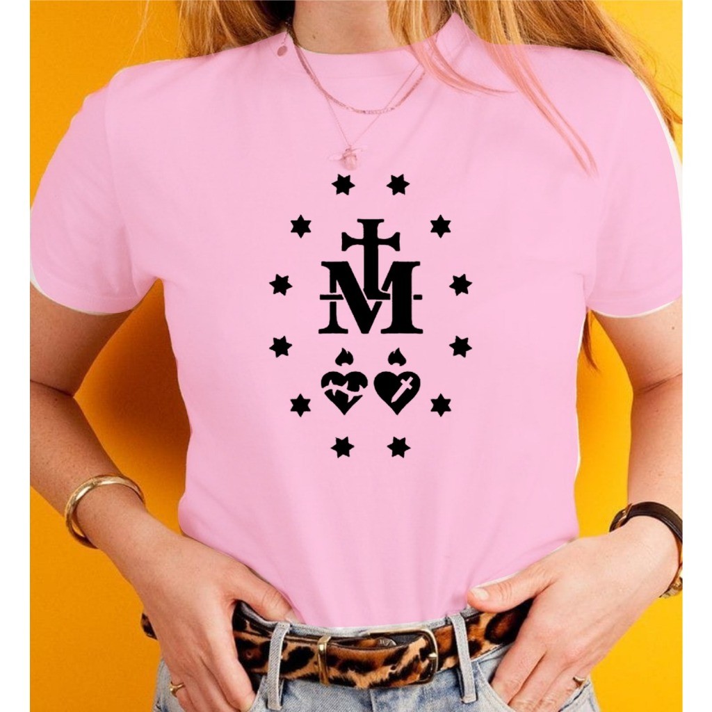 Camiseta Blusa feminina Tshirt, medalha milagrosa de nossa senhora das graças, catolica cristã, maria jesus