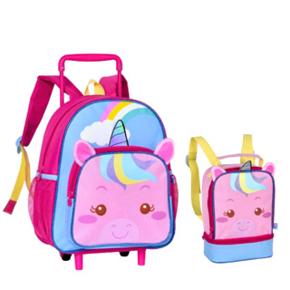 Kit Mochila de Rodinha e Lancheira Feminino Infantil Unicórnio - Clio Style em Oferta na Shopee