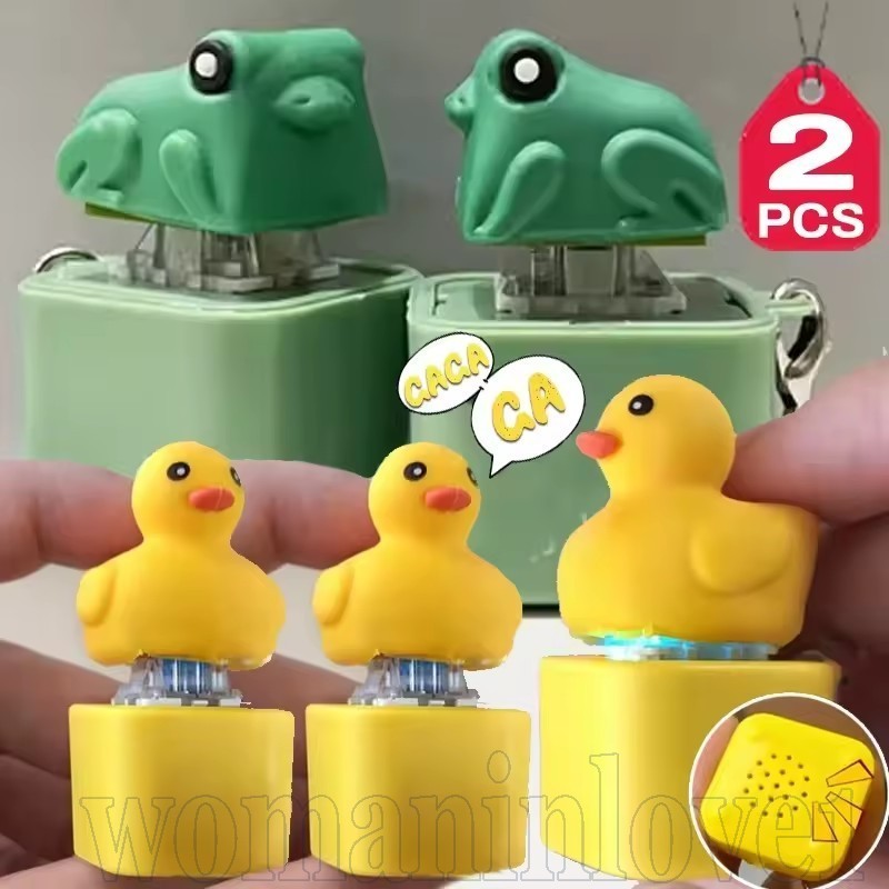 Chaveiro De Pato Com Som De Botão De Pressão-Alívio De Estresse De Sapo Engraçado Luz LED-Acessórios De Decoração De Bol