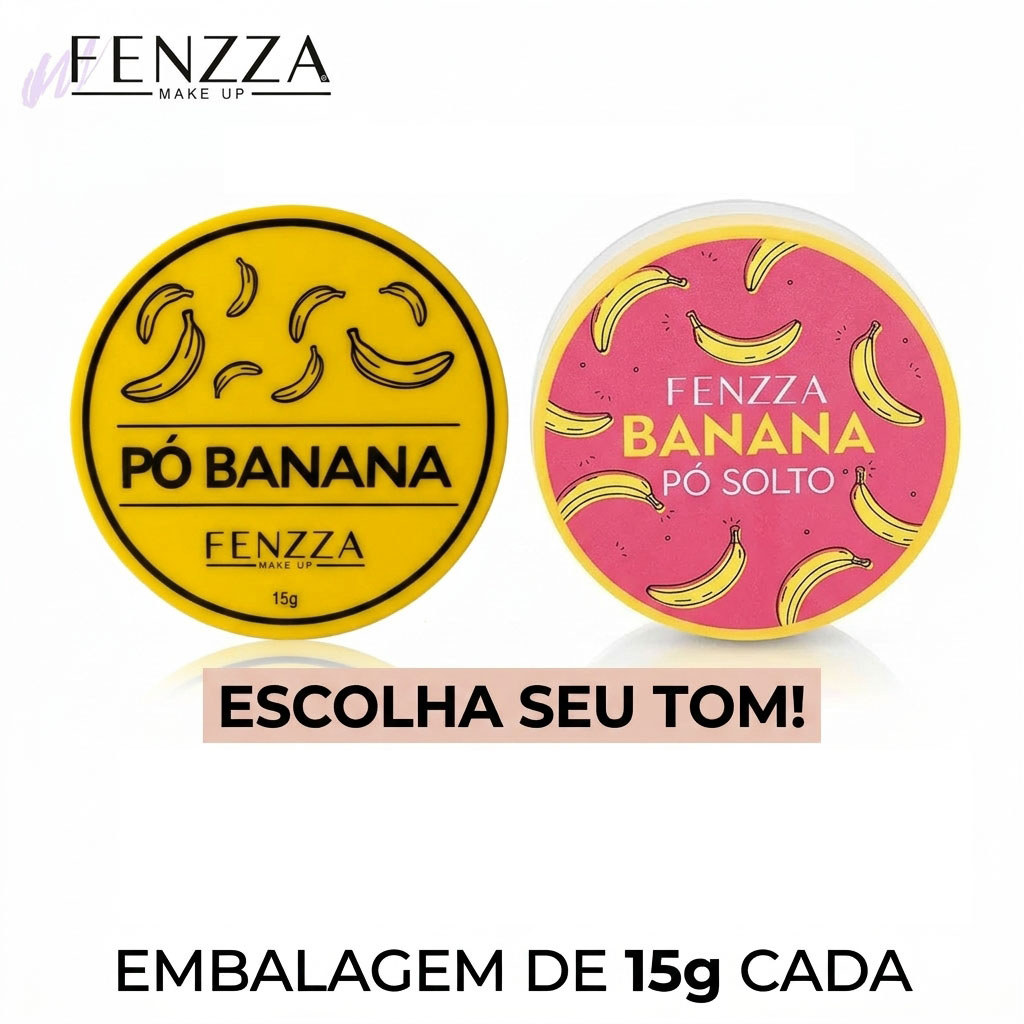 Pó Banana Fenzza Make Up 15g Efeito Matte Controle de Oleosidade Acabamento Natural