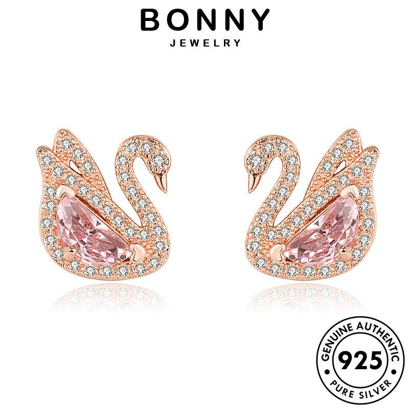 BONNY JEWELRY pratas colar feminina rosa feminino de cristal escapulário diamante legítima cisne cordão prata ouro or
