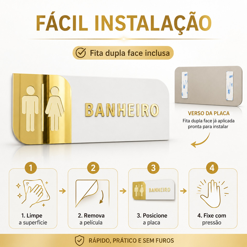 Placa Sinalização Acrílico Espelhado  de Personalizada Indicativa