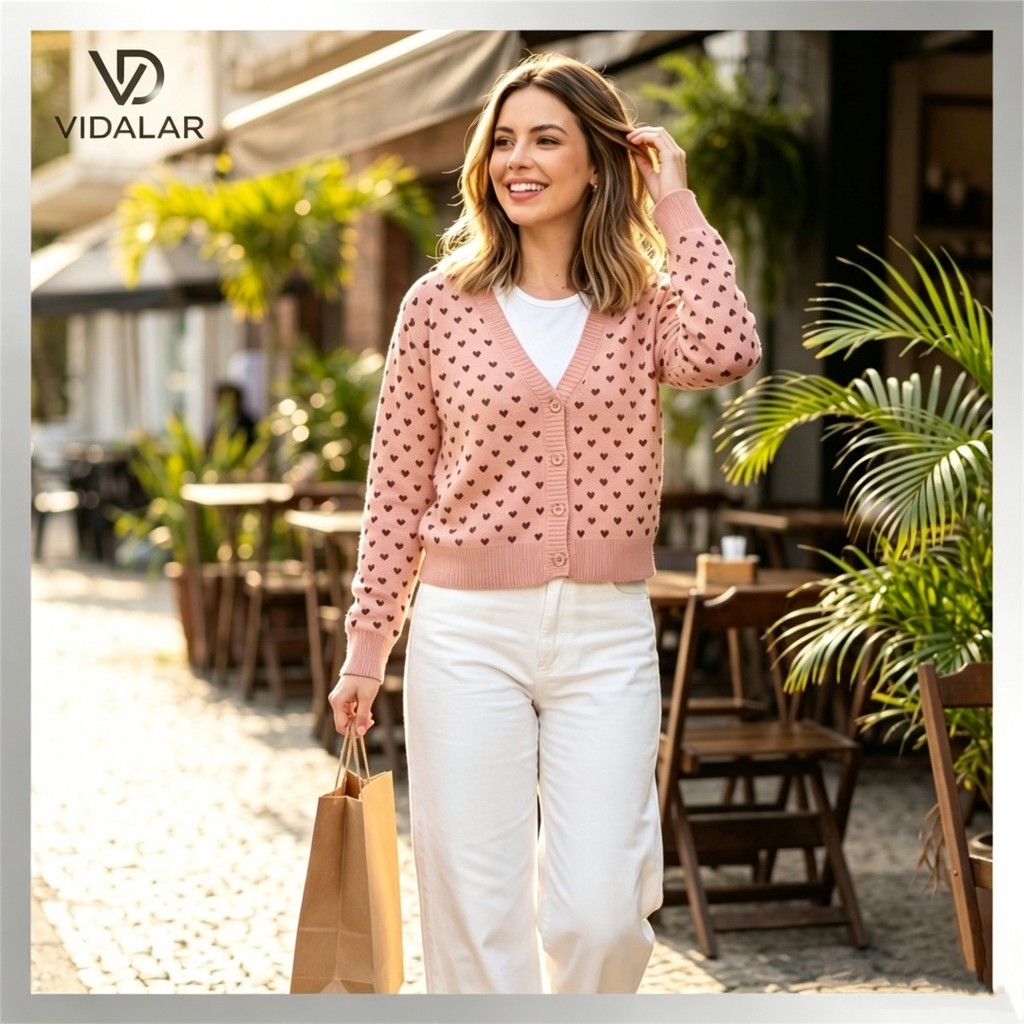 tricot linha casaco bortao de coracao