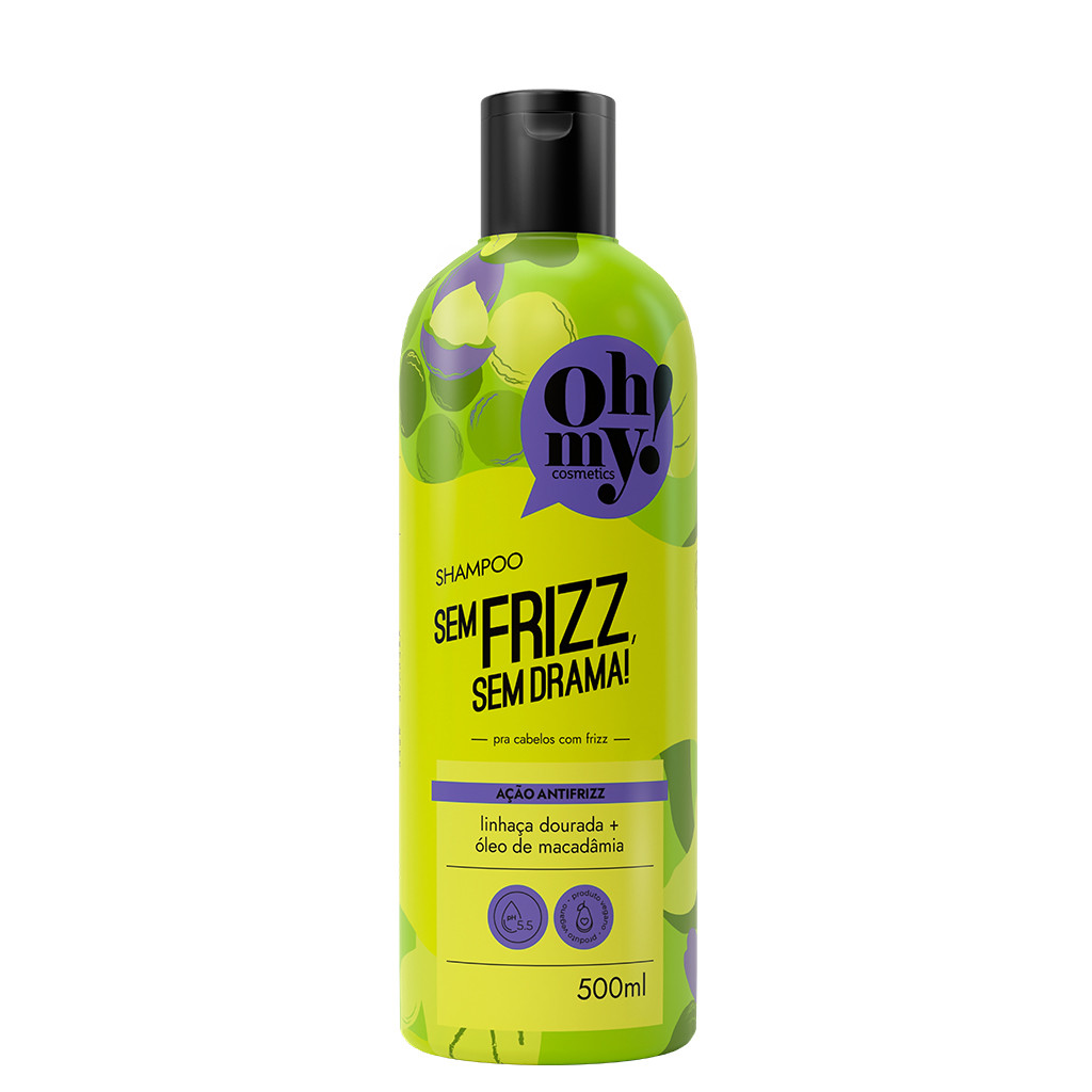 Shampoo Sem frizz, sem drama! 500ml Oh My | Ação antifrizz para cabelos com frizz