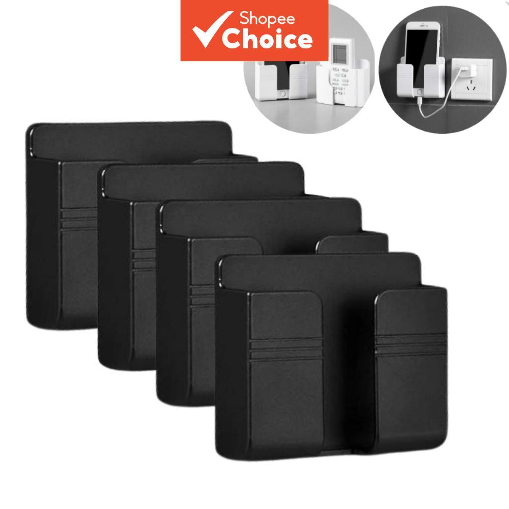 Suporte de Parede Multifuncional Sem Furar para Controle Remoto de TV/Ar-Condicionado, Suporte para Celular com Slot