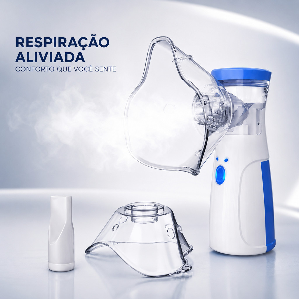 Inalador Nebulizador Portátil Mesh Silencioso Adulto Infantil Aparelho De Inalação A Pilha E USB