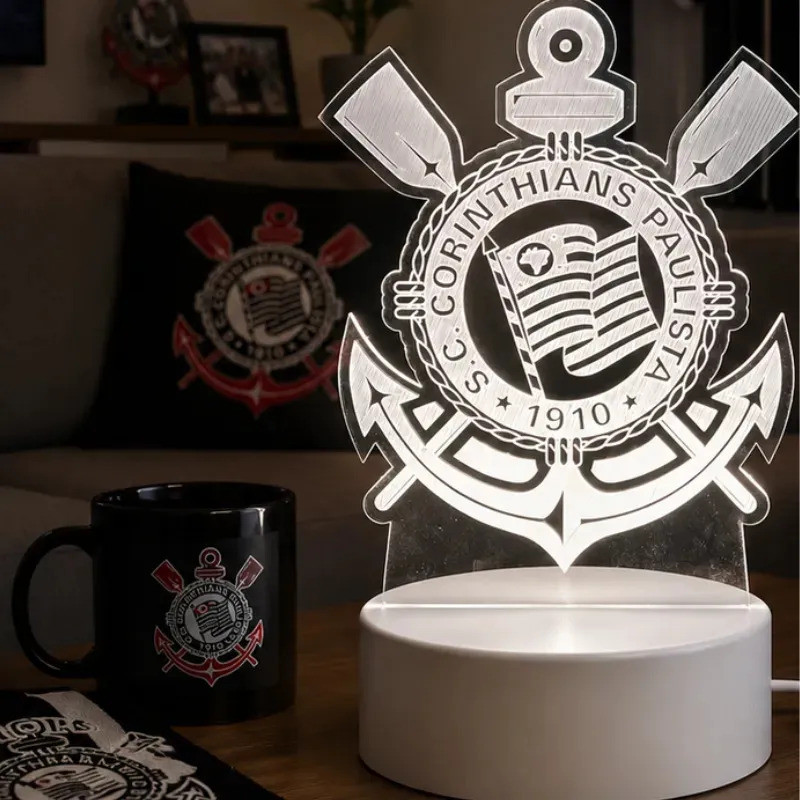 Luminária Abajour Led Corinthians Timão Decorativa Gaviões Da Fiel