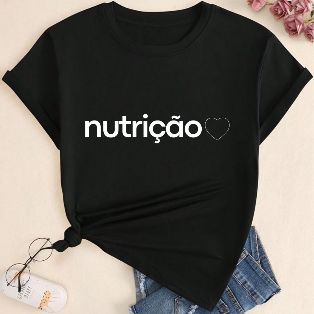 Camiseta Curso Nutrição Blusa Feminina T Shirt Algodão