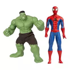 Kit Boneco Colecionável Articulado: Hulk Smash 45cm + Homem Aranha Extreme 50cm