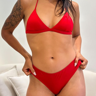 Biquíni Feminino Top Triângulo Cortininha com Fita regulagem Calcinha Modeladora Poliamida Mulher em Oferta na Shopee